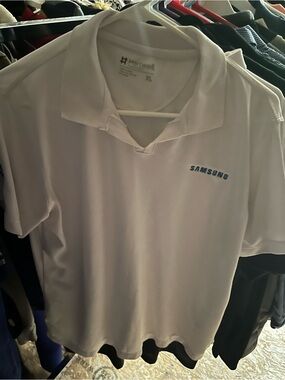 Women’s Samsung White Polo with Blue Logo